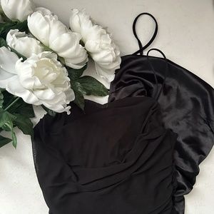 Charlotte Russe Mini Scrunch Black Dresses _ Small Spaghetti Strap